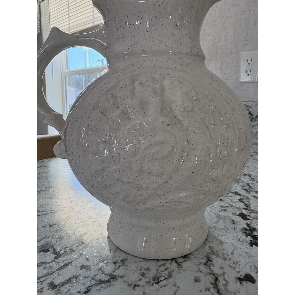 Vintage McCoy Pottery Turkey Pitcher Speckled Ivory, - Fall Decor - Picture 2 of 7